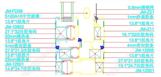 125斷橋平開窗型材
