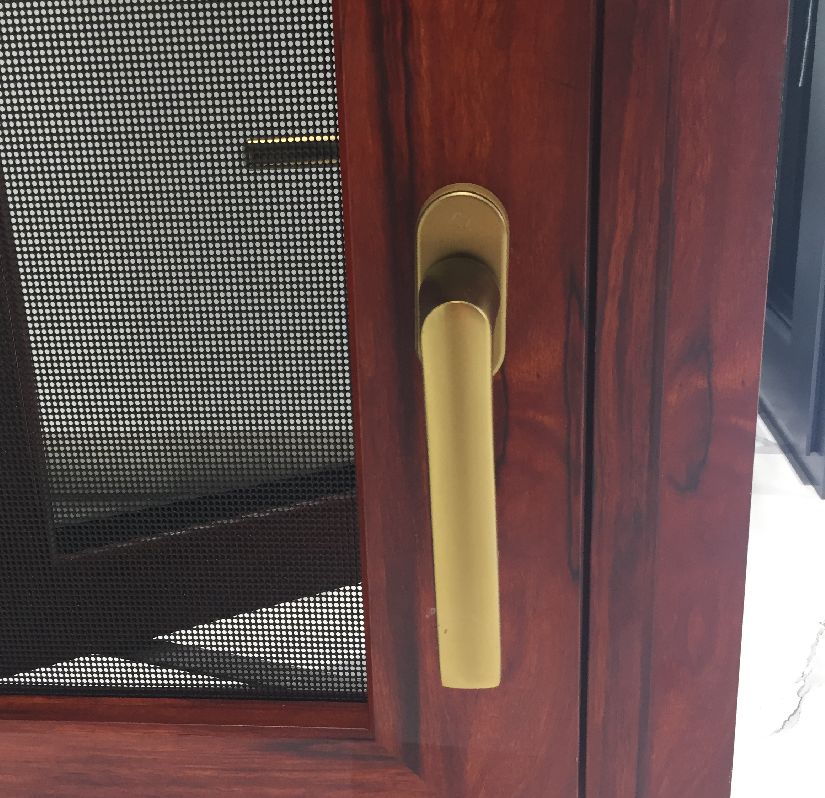 120斷橋窗紗一體，斷橋鋁型材，老撾紅酸枝細(xì)節(jié)圖