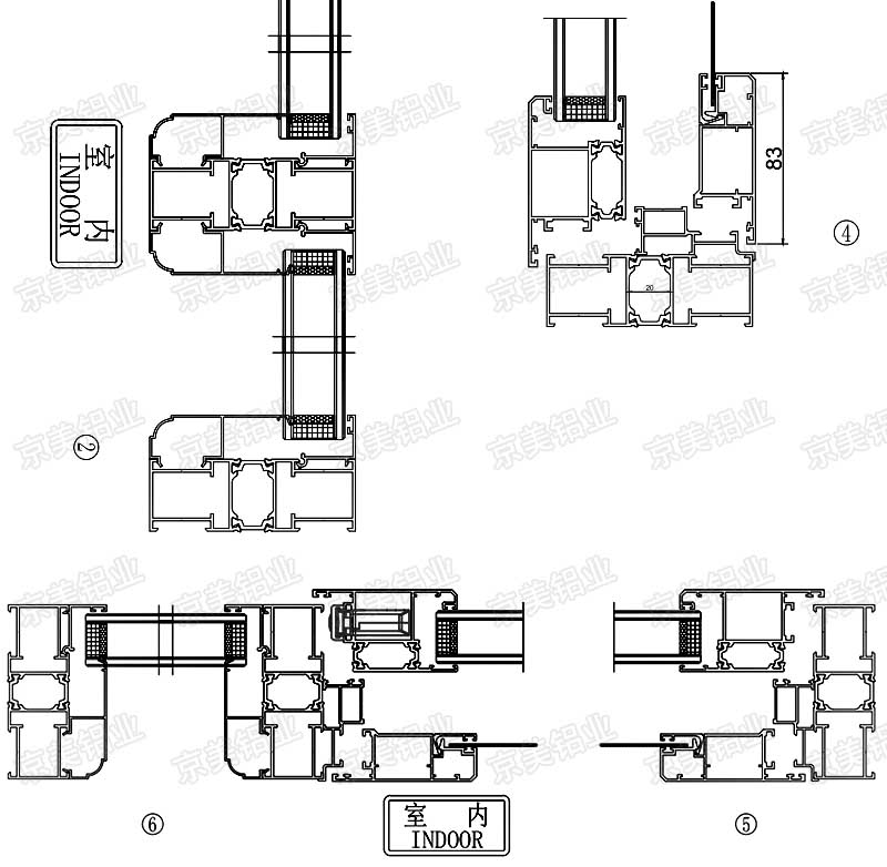 100平開(kāi)窗型材產(chǎn)品節(jié)點(diǎn)圖